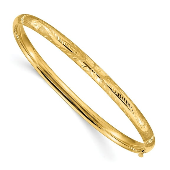 10k 3/16 Florentine Engraved Hinged Bangle Bracelet