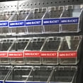 thumbnail image 2 of Mini Clear Plastic Molded Bucket, Storage Container Bin for Pegboard, Slatwall, or Counter with 2 Metal U-Hooks, Size: 4" W x 6.875" D x 5.87"H, 4-Pack, 2 of 3