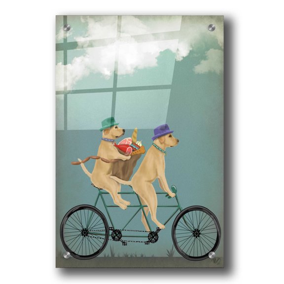 Epic Art 'Yellow Labrador Tandem' by Fab Funky, Acrylic Glass Wall Art, 24"x36"