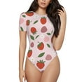 thumbnail image 2 of Uemuo Floral Strawberr Pattern Women's One Piece Short Sleeve Swimsuit Rash Guard Surfing Modest Quick-drying Swimsuit Beach Essentials-Medium, 2 of 9