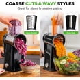 thumbnail image 4 of NutriChef 5-in-1 Cheese Grater & Shredder – Kitchen Grater with 5 Interchangeable Blades for Thin, Thick, Julienne, Wavy & Straight Cuts, Hand Crank, Suction Base & Storage Container (Black), 4 of 5