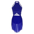 thumbnail image 4 of Miaeowve Lyrical Dance Dress Women Modern Contemporary Sparkly Backless Skirted Leotard Dancewear Blue XXL, 4 of 6