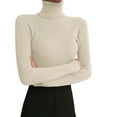 thumbnail image 2 of BOOMILK Sweaters for Women Turtleneck Long Sleeve Slim Fit Knit Sweater Pullover Basics Fall Winter White, 2 of 4