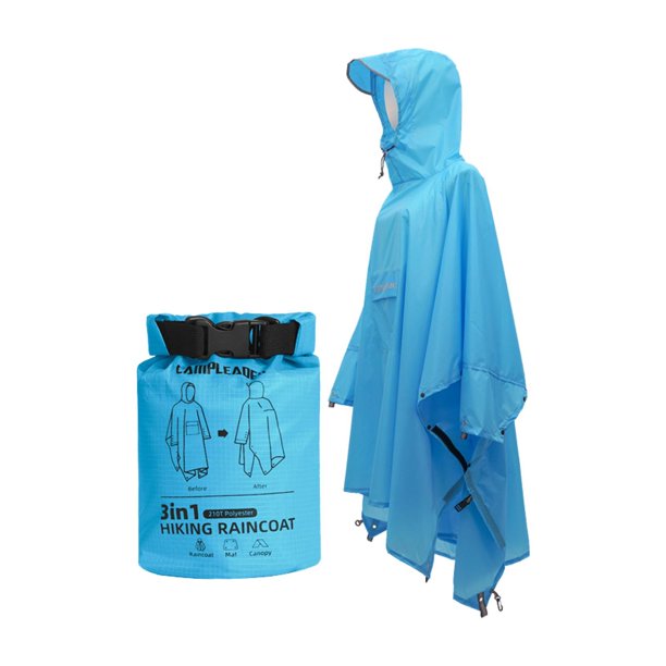 Chubasquero ligero con capucha para adultos 3 en 1 con cordón ajustable Azul