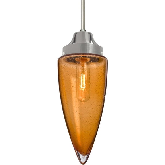 1JT-SULUAM-SN-Besa Lighting-Sulu - 1 Light Cord Pendant-Satin Nickel Finish-Amber Bubble Glass Color