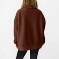 thumbnail image 4 of Half Zip Fleece Sweatshirt Womens Oversized Fit Casual Warm Long Sleeve Sherpa Lapel Pullover Sweater Tops 2025 (S, Brown), 4 of 7