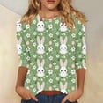 thumbnail image 2 of lcziwo Ofertas en Walmart Happy Easter Shirt for Women 3/4 Sleeve Funny Tops Rabbit Graphic Colored Eggs Print Tee Shirts 2025 Cotton Pullover Vacation Outfits Multicolor S, 2 of 6