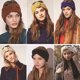 thumbnail image 2 of Juego de 4 Uds de accesorios para el cabello de lana tejida, diademas, gorros deportivos gruesos y cálidos (gris oscuro + gris claro + arroz + rojo), 2 of 2