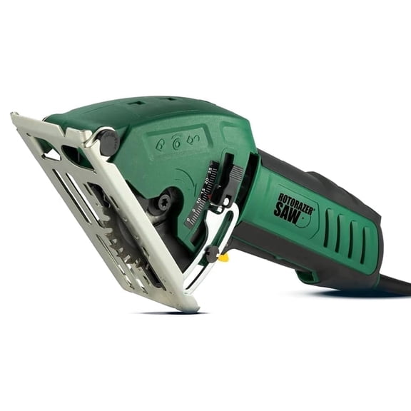 Rotorazer Compact Circular Saw Set with 3.35 in Blades, Dust Collector and Case, Green