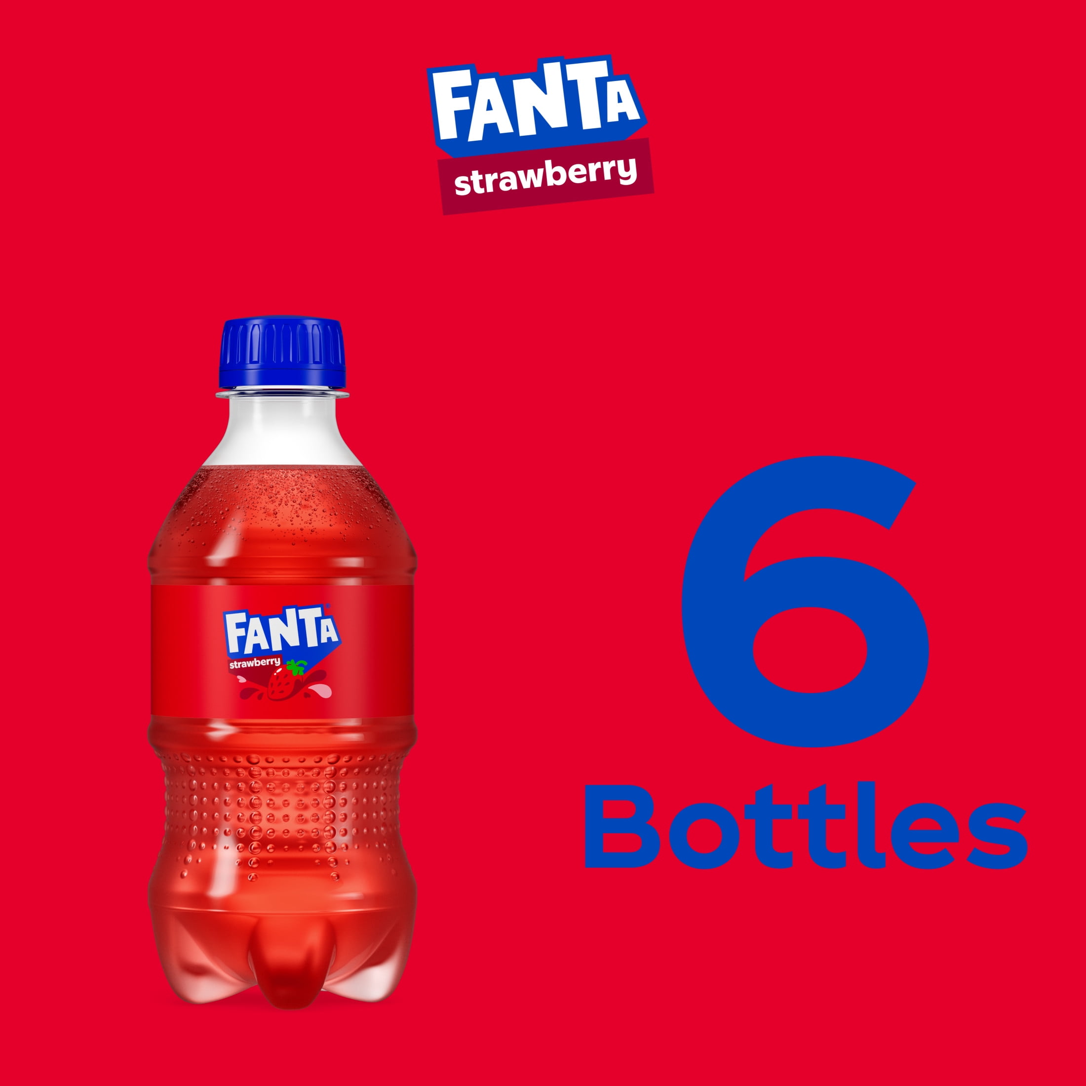 (4 pack) Fanta Strawberry Soda Pop Bottles, 12 fl oz, 6 Pack