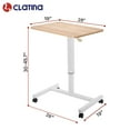thumbnail image 3 of CLATINA Mobile Laptop Desk Pneumatic Sit to Stand Table Height Adjustable Rolling Cart with Lockable Wheels for Home Office Computer Workstation 28" x 19" Beige Round Edge Design Elegant, 3 of 9