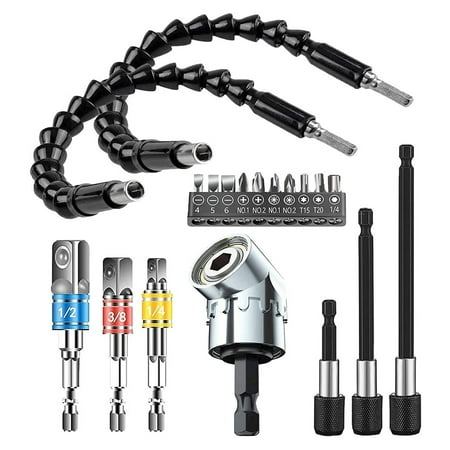 

Flexible Drill Bit Extension Set Hex Shank 105°Right Angle Drill Bit Attachment Universal Socket Adapter Set