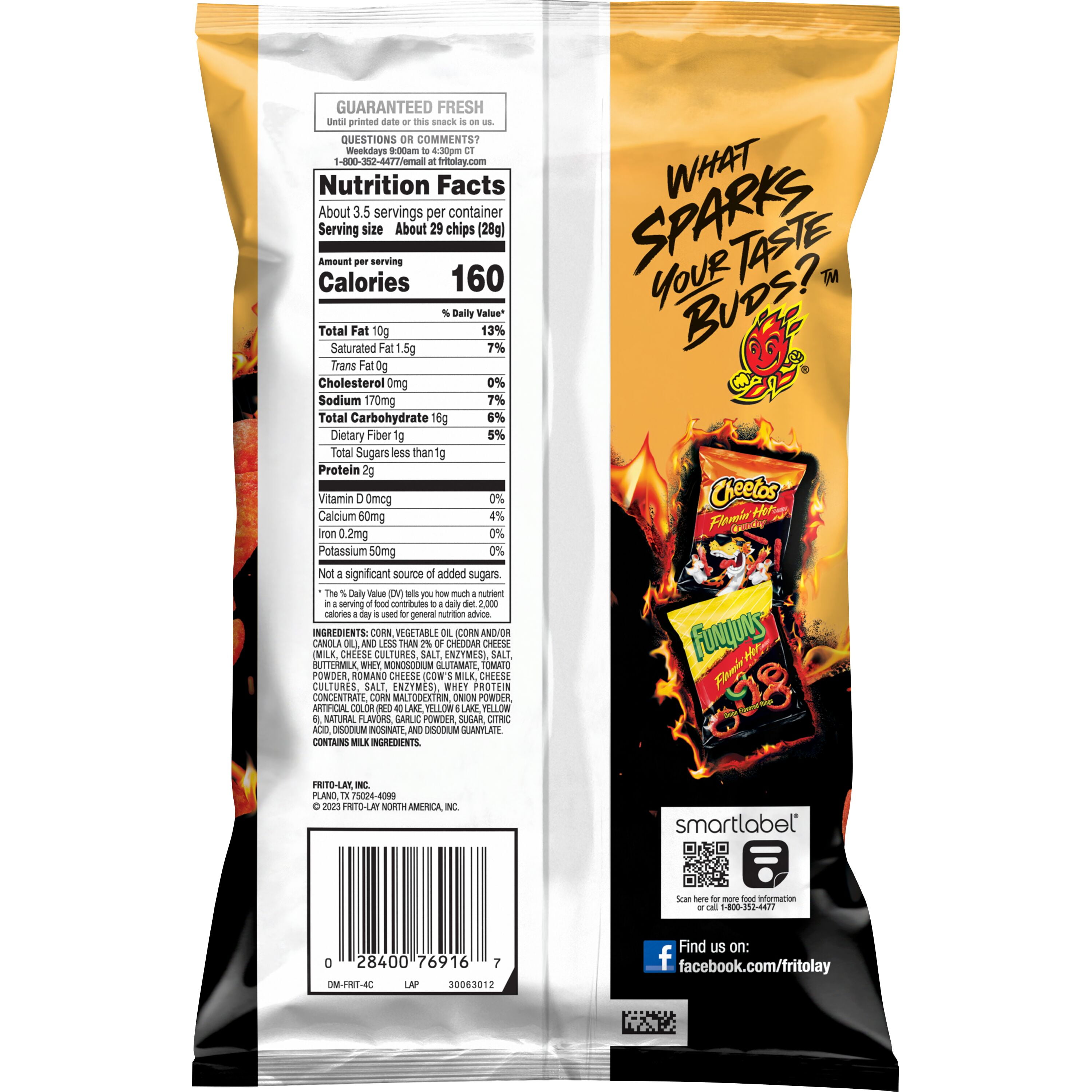 Fritos Corn Chips Flamin' Hot Flavored, 3.375 oz Bag