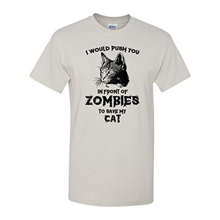 Zombie Cat Funny Halloween Kitty Humor Dead Walker Kitten Animal Graphic Pun Tee Adult Men's T-Shirt