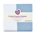 thumbnail image 4 of Parent's Choice Cotton Fitted Playard Sheets for Baby Boys, White and Blue, 2-Pack, 4 of 5
