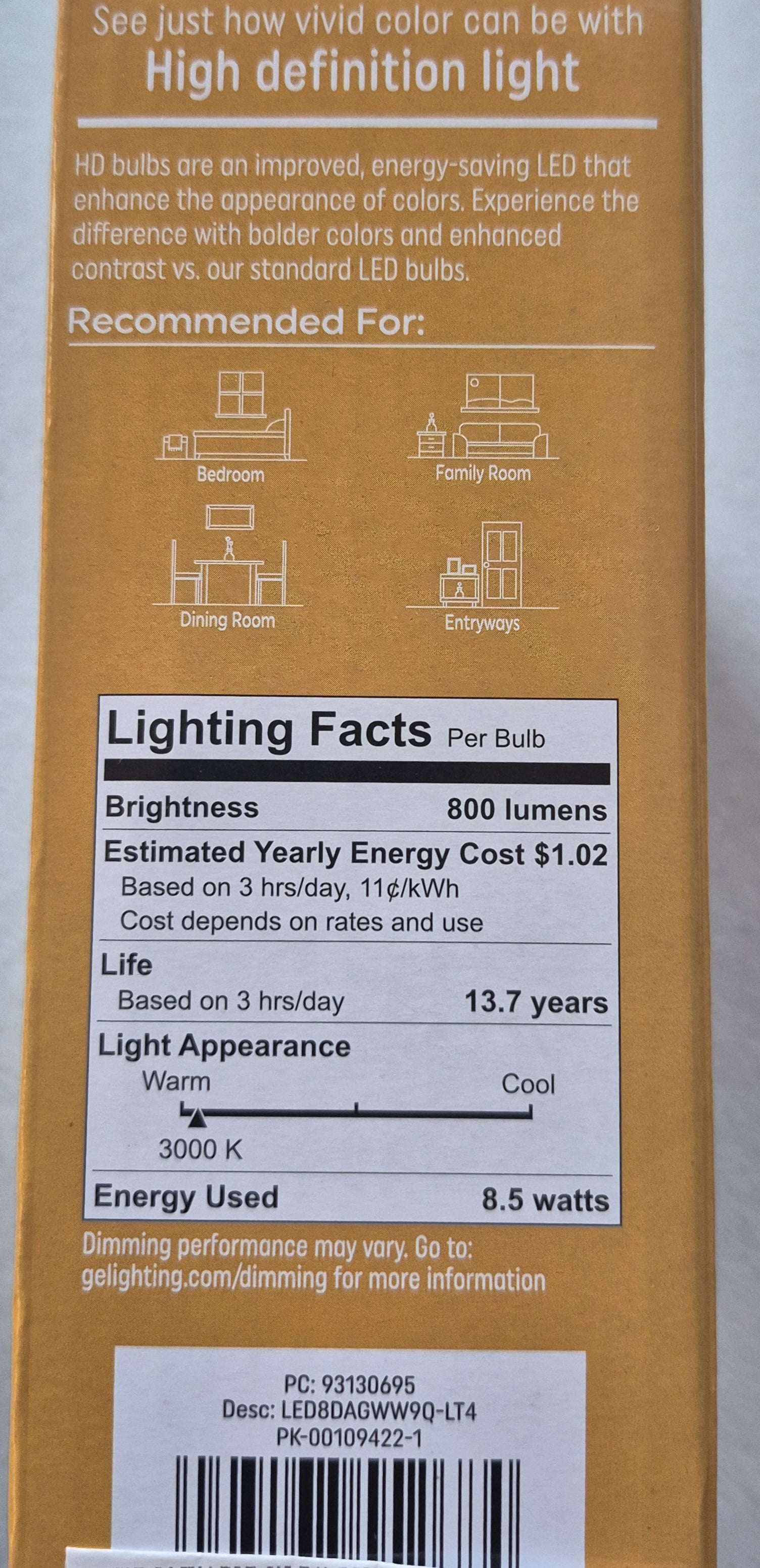 GE Relax LED Warm White 60-Watt A19 Dimmable 12 Pack Light Bulbs