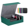 thumbnail image 1 of Caja de almacenamiento de cartas Uxcell, caja para mazos de juego que sostiene más de 1800 cartas, con cierre magnético y 10 divisores, Verde/Gris, 1 of 7
