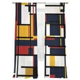 thumbnail image 2 of Yellow Red Blue Geometric Semi Sheer Curtains 84 Inch Length 2 Panels Set, Modern Color Block Abstract Art Sheer Kitchen Curtain Privacy Voile Window Curtain for Living Room Bedroom Rod Pocket Drapes, 2 of 7