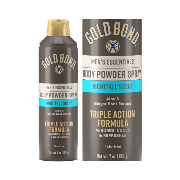 Gold Bond Body Powder Spray, Men's Essentials Talc-Free Body Powder Spray, 7 oz., Nightfall Scent, Wetness Protection