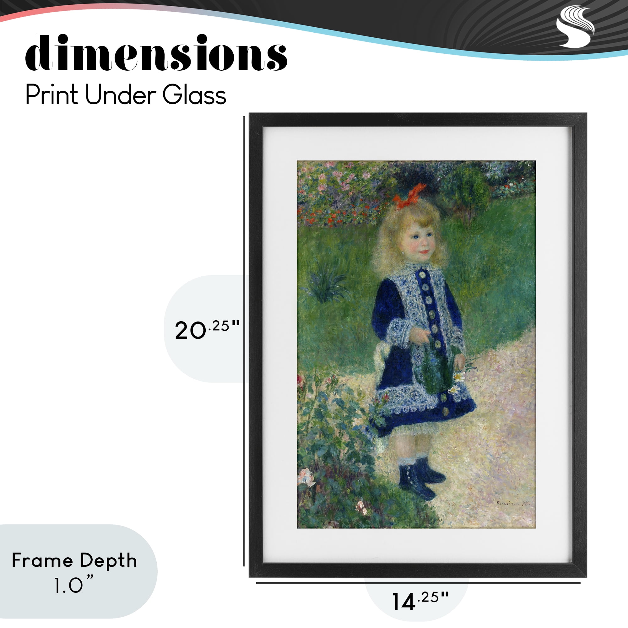 Stupell Industries Girl With Watering Can Black Framed Print Under Glass, design by Tina LeCour