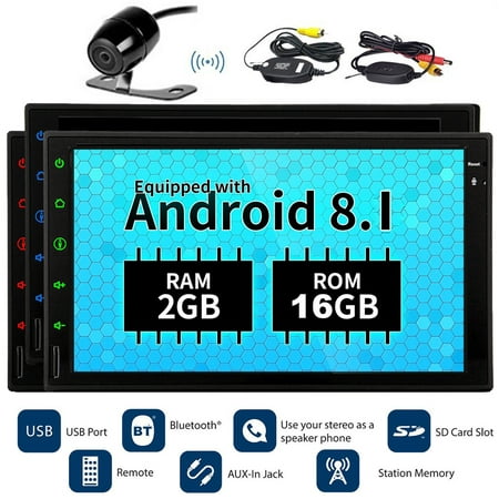Free Camera + GPS Car Stereo IN Dash Double din 7inch Full Tablet Pannel Multi-touchscreen Head Unit Android 8.1 Oreo Autoradio support Bluetooth GPS Sat Navi Wifi/OBD/3G/4G/Mirror