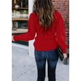 thumbnail image 3 of Langwyqu Fashion Autumn Winter Women Cable Sweater Long Sleeve Knit Pullover, 3 of 3