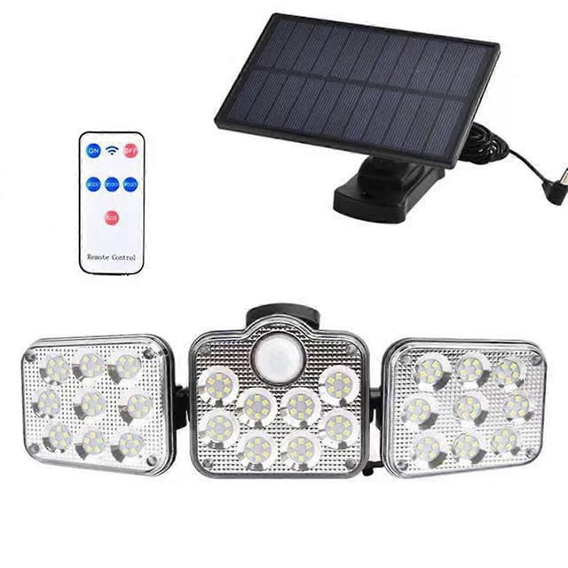 Solar Light Outdoor 300LM 138 LED Solar Motion Sensor Lights 3 Heads Led Flood Light Ip65 Waterproof