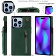 thumbnail image 2 of Crossbody Wallet Case for iPhone 15 Pro Max, PU Leather Zipper Handbag Purse Flip Cover with Kickstand Case for iPhone 15 Pro Max ZP Green, 2 of 18