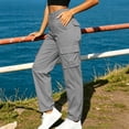 thumbnail image 5 of KIHOUT Womens Multi Pocket Cargo Pants High Waisted Straight Leg Solid Color Casual Hiking Pants with Flap Pockets Outdoor Trouser Slim Fit, 5 of 5
