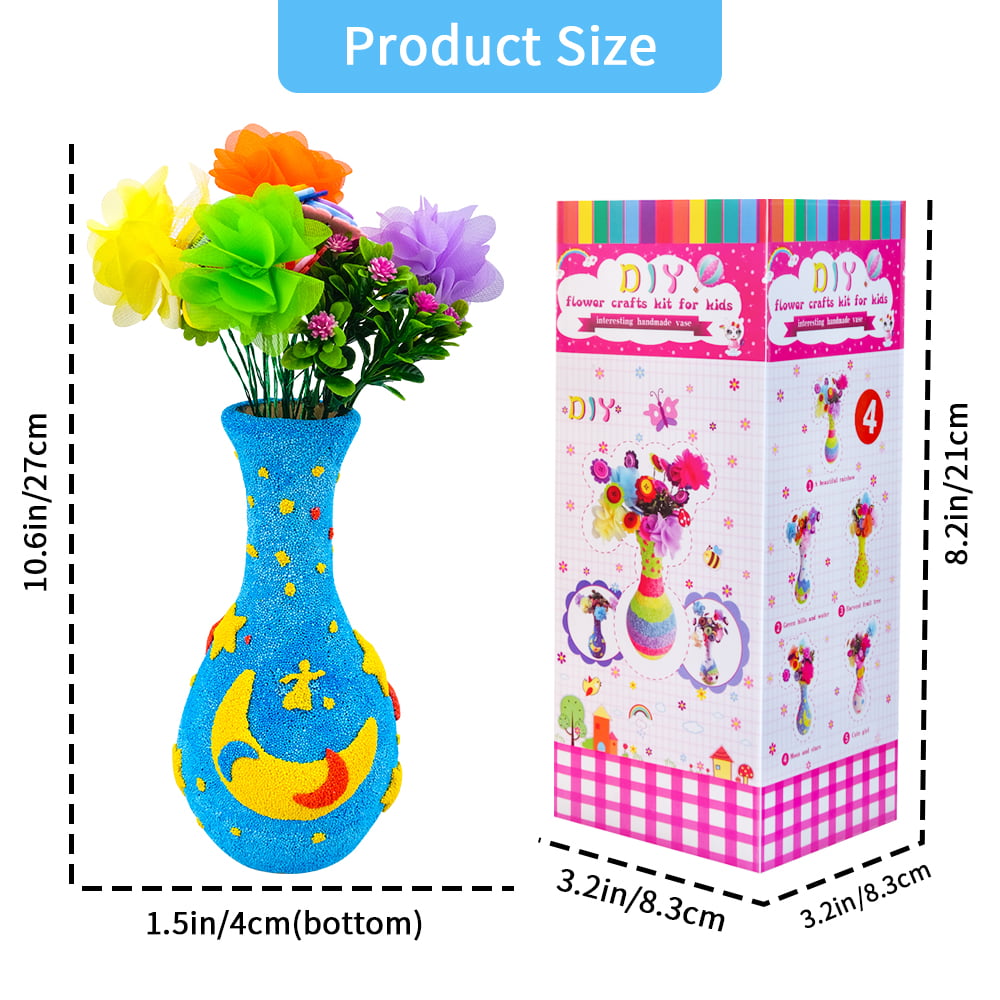 Kids Crafts Toy Gifts for Girl Age 8-12, Birthday Gift Button Felt Flowers  Vase for 6 7 8 9 Year Old Kid Girl Boy DIY Toys Flower Craft Set for 6-11  Year