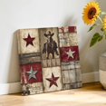 thumbnail image 3 of Canvas Wall Art Western Red Canvas Art Print Brown Texas Star Wood Grain Distressed Patchwork Pictures Wall Decor for Living Room Bedroom Artwork Decorations Stretched Framed Ready to Hang 8"x8", 3 of 9