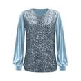 thumbnail image 3 of Toddler Girl Shirts Long Sleeve Loose Fit Glitter Crew Neck Casual Blouse Tee for Kids Blue 9 Years-10 Years, 3 of 7