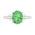 thumbnail image 2 of 2.5ct oval cut green Zircon 18k white gold Bridal Wedding Engagement Promise Anniversary Ring for Women size 4.75, 2 of 7