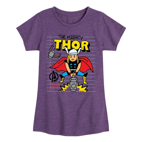 Marvel Thor - Doodle - Toddler and Youth Girls Fitted Short Sleeve Graphic T-Shirt