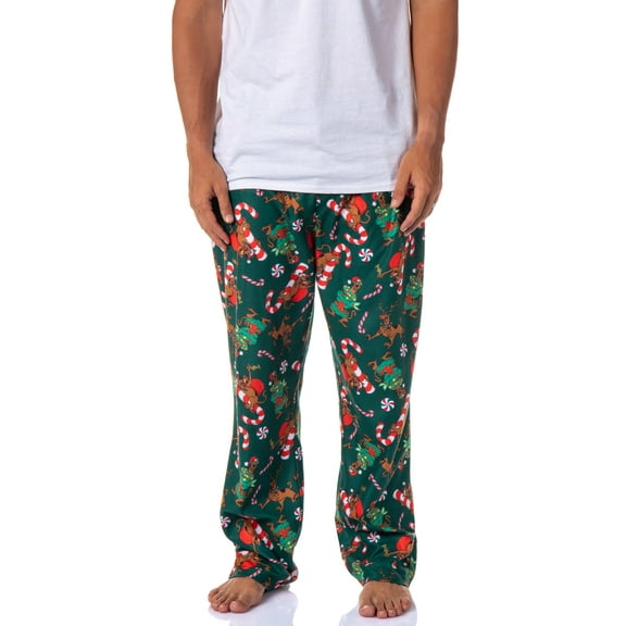Scooby-Doo Adult Christmas Tree Candy Cane Reindeer Holiday Lounge Sleep Pajama Pants For Men Women