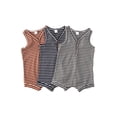 thumbnail image 2 of One Piece Outfit Newborn Baby Boy Stripe Jumpsuits Summer V-neck Button down Sleeveless Short Romper, 2 of 3