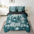thumbnail image 2 of Manfei American Football Twin Bedding Sets 7pcs for Kids Teens, Rugby Helmet Bedding Comforter Set, Teal Gray Graffiti Splash Sheet Sets, Luxury Bedroom Decor, 2 of 8