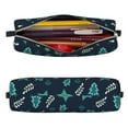 thumbnail image 3 of XMXT Leather Pencil Case, Green Christmas Stars Leaves Large Capacity Pencil Pouch for Student Teens Women, 3 of 9
