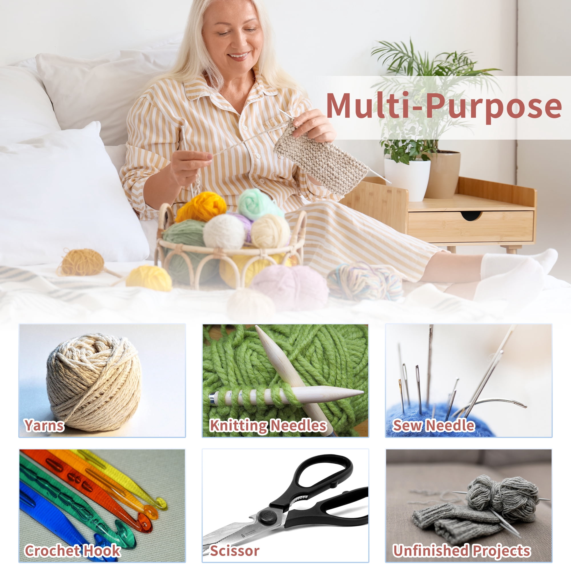 Unique Bargains Small Yarn Bag Knitting Bags Yarn Storage Organizer Crochet Tote