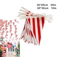 thumbnail image 3 of 20-48 Pcs 10/30M Drapeaux Suspendus Rayés Rouges et Blancs Bannière Cirque Carnaval Décoration de Fête Murale Triangle Jardin Décoration Maison 30*45cm 48 Drapeaux 30M, 3 of 5