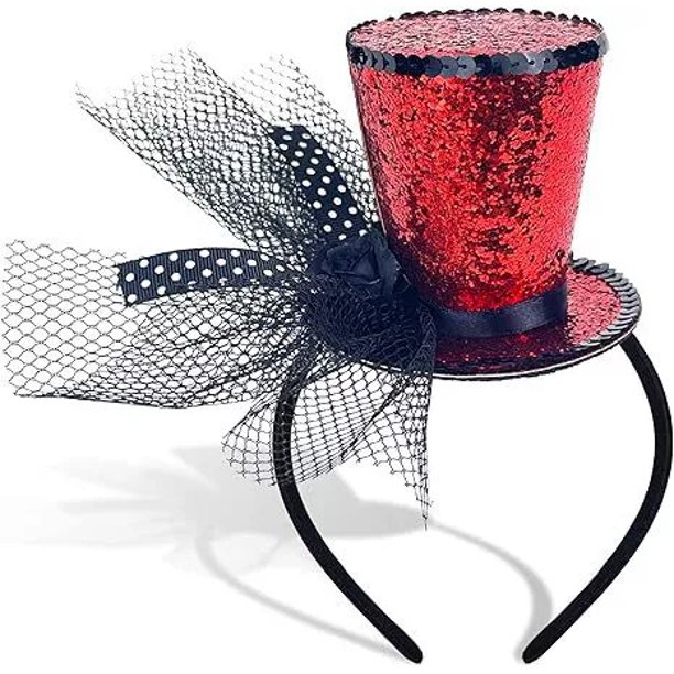 Mini sombrero de copa con lazo adecuado para niñas y mujeres, fiestas temáticas, carnaval, Halloween, accesorios, una diadema.