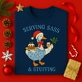 thumbnail image 2 of Funny Christmas Goose T-Shirt: Embroidered-Style Holiday Tee, 2 of 5