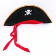 thumbnail image 1 of Sombrero de pirata con parche en el ojo de pirata, gorro de disfraz divertido de pirata con estampado de calavera clásico, accesorios de pirata, 1 of 4