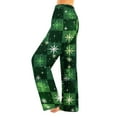 thumbnail image 2 of Women's Christmas Print Plush Pajama Pants, Soft and Comfortable Home Wear Trousers for Winter, Casual Sleepwear with Festive Design,Green,2XL, 2 of 5