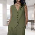 thumbnail image 3 of Gilet Boutonné pour Femmes Confortable Ajusté ChicJacket (Vert Armée TP), 3 of 8