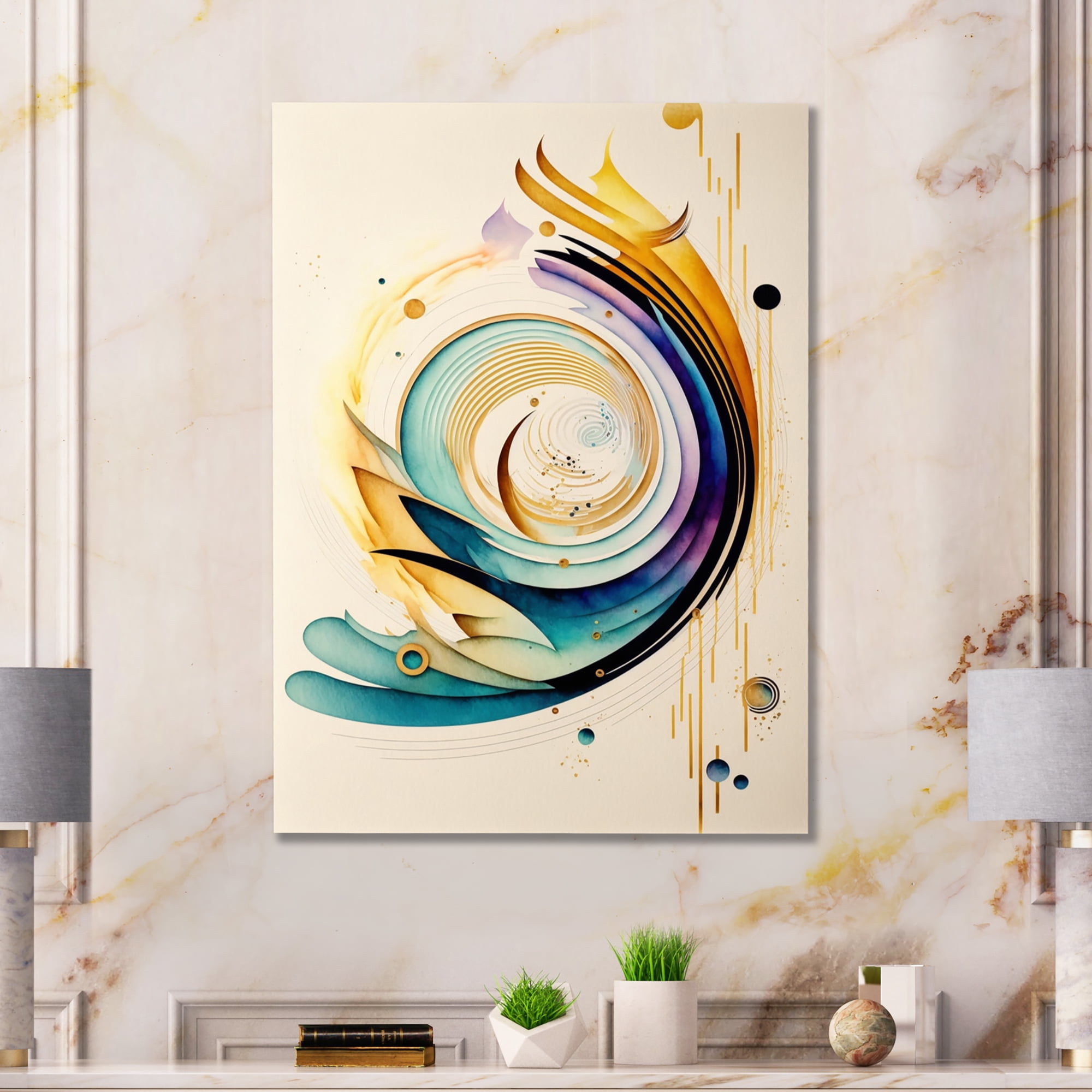 Designart Colorful Watercolor Spiral Canvas Wall Art