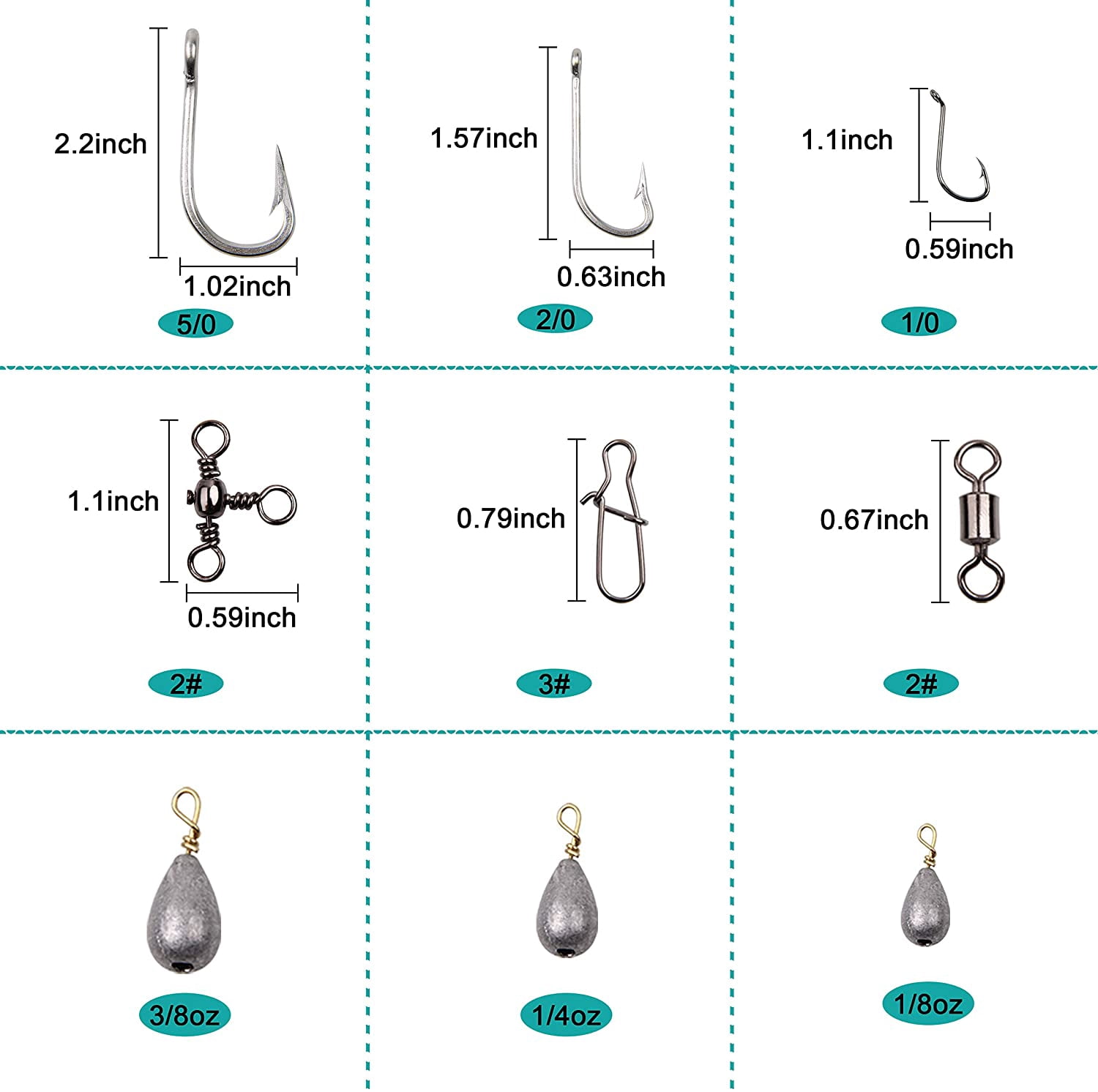 Saltwater Fishing Tackle Kit with Box, 226pcs Surf Fishing Bait Rigs Fishing Hooks Hard Bait Minnow Bucktail Jig Weights Fishing Swivel Snaps