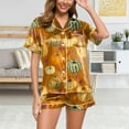 thumbnail image 2 of CAUYDY Halloween Pajama Sets For Women 2 Piece Ghost Pumpkin Print Shirts And Pajamas Shorts Button Down Short Sleeve Sleepwear(Yellow,XL), 2 of 4