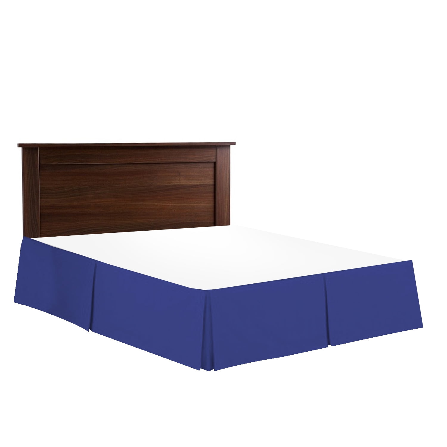 14" Tailored Pleated Bed Skirt Dust Ruffle, Queen, Royal Blue, by Clara Clark