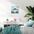 thumbnail image 2 of Bathroom Decor Sea Turtle Canvas Wall Art Ocean Beach Coast Theme Canvas Picture Artwork Ready to Hang for Home Kid Girls Room Bedroom Wall Decoration Size 14x14 Framed, 2 of 6